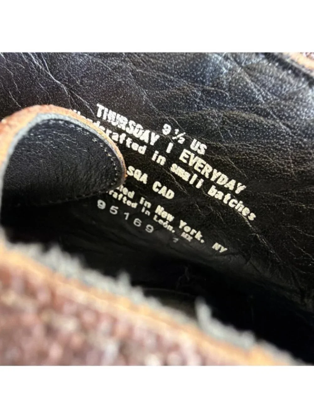 Thursday Boot Co. Cadet Leather Shoe-Natural Brown Men Size 9.5 US